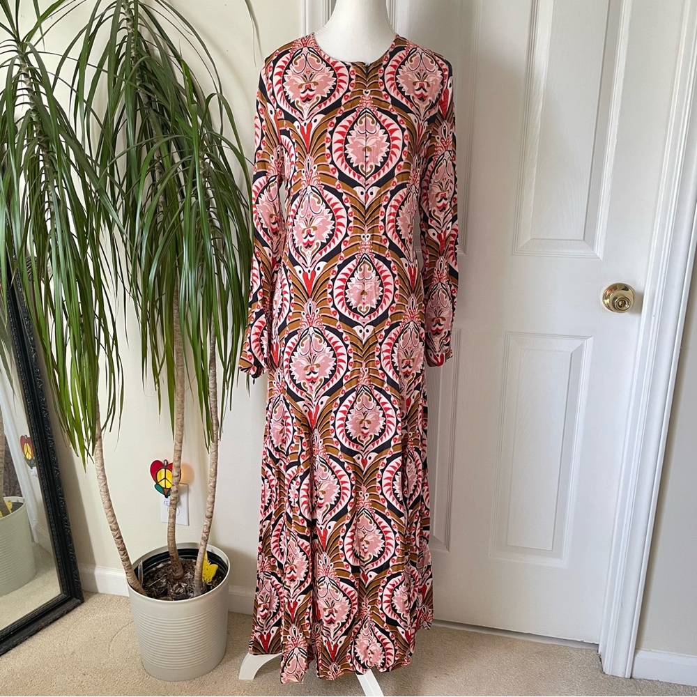 FARM Rio Pineapple Jewelry Long Sleeve Maxi Dress Women’s Medium NWT - Picture 6 of 15